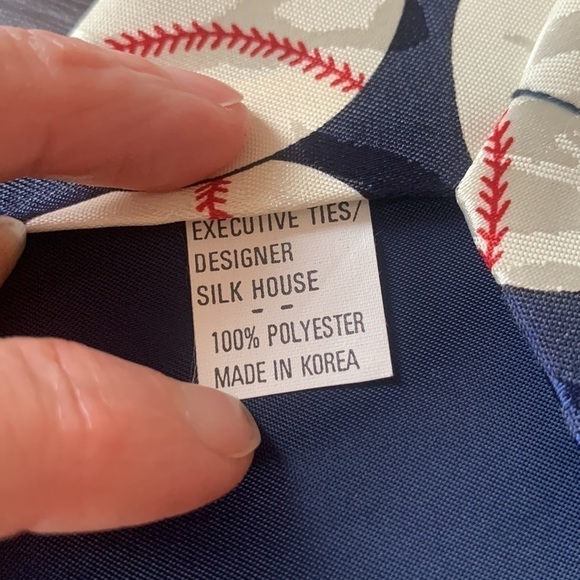 Navy Silk Baseball Tie - Picture 5 of 5